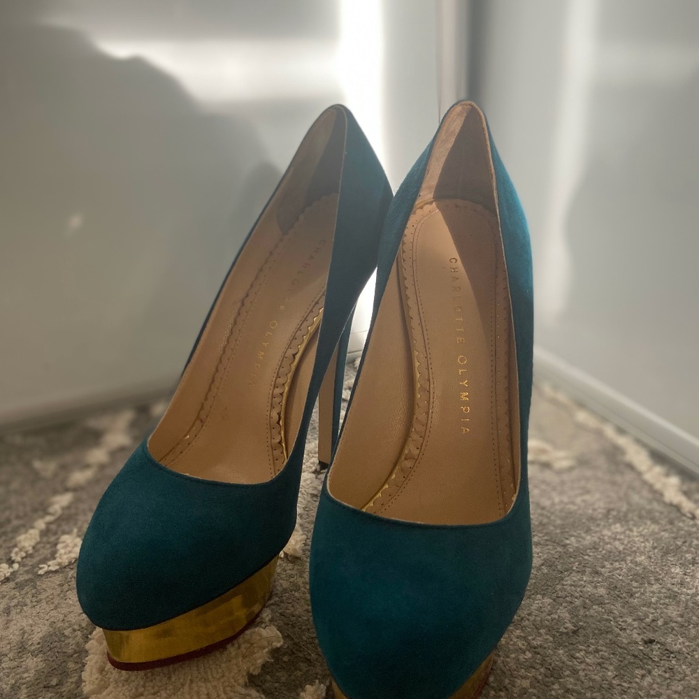 Charlotte Olympia high heels (aquamarine, U.S 6.5/EUR 37)